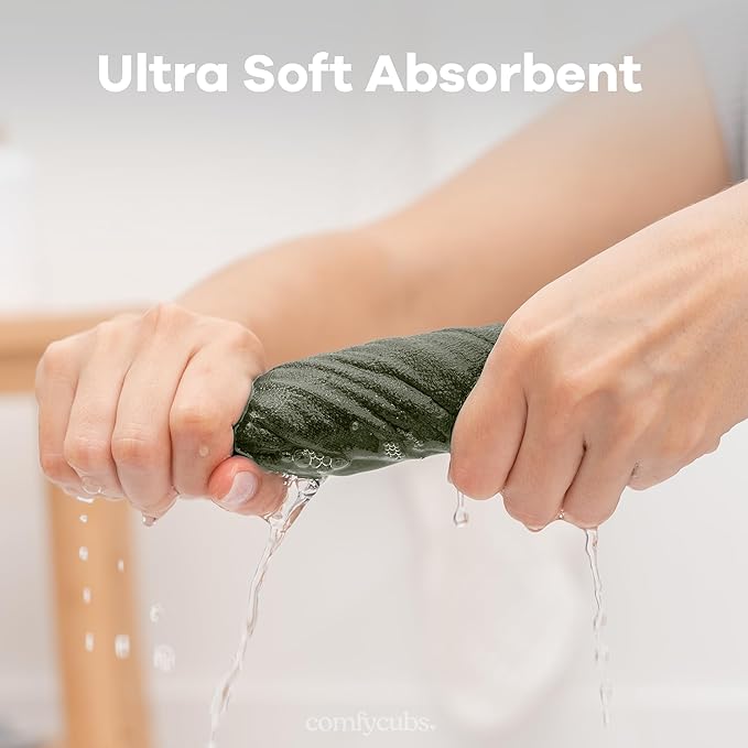 Comfy Cubs Muslin Baby Washcloths 10 Pack - Soft 6-Layer Cotton Wash Cloths for Sensitive Skin - 10"x10" Large, Gentle, Absorbent Infant Essentials for Newborn and Toddlers - Kelp