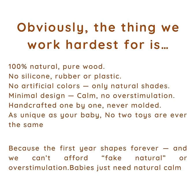 HippoToys 100% Natural Wooden Baby Rattle – Handmade Montessori Toy, Plastic-Free, No Toxins or Paint – Safe Gift for Newborns to 12 Months