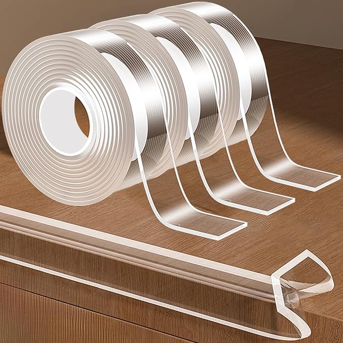 Clear Soft Corner Protectors for Furniture Strip,0.8in x 9.84FT,Sharp Edge & Table Bumper,Cabinet,Window Sill,Wall Corner Protector,Baby Proof Corners and Edges,3 Rolls