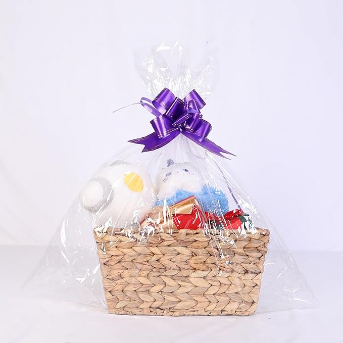 Gift Baskets Empty, Woven Storage Basket , Baby Shower Organizer, Nursery Toy Bin with Gift Bags and Ribbons – Natural color (1-Pack)