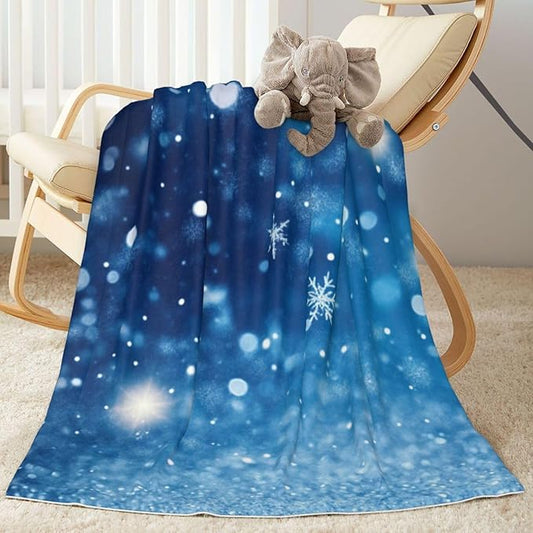 Baby Blanket Snowflake Blue Winter Christmas Pattern for Boy Girl Newborn 30x40 Inch Toddler Infant Nursery Throw Blankets Double Layer Comfy Soft Plush Stroller Crib Quilt