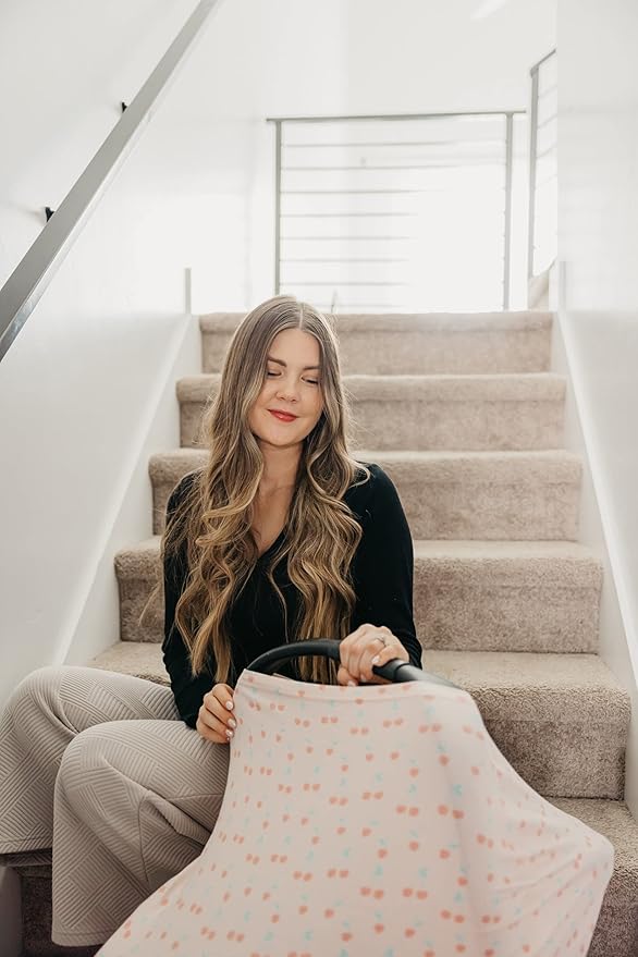 Copper Pearl Multi-Use Cover: Car Seat Covers, Nursing Cover, and Stroller Cover for Sun - Stretchy Fabric, All-Season Use, Stylish Designs, Easy Access for Moms - Cheery