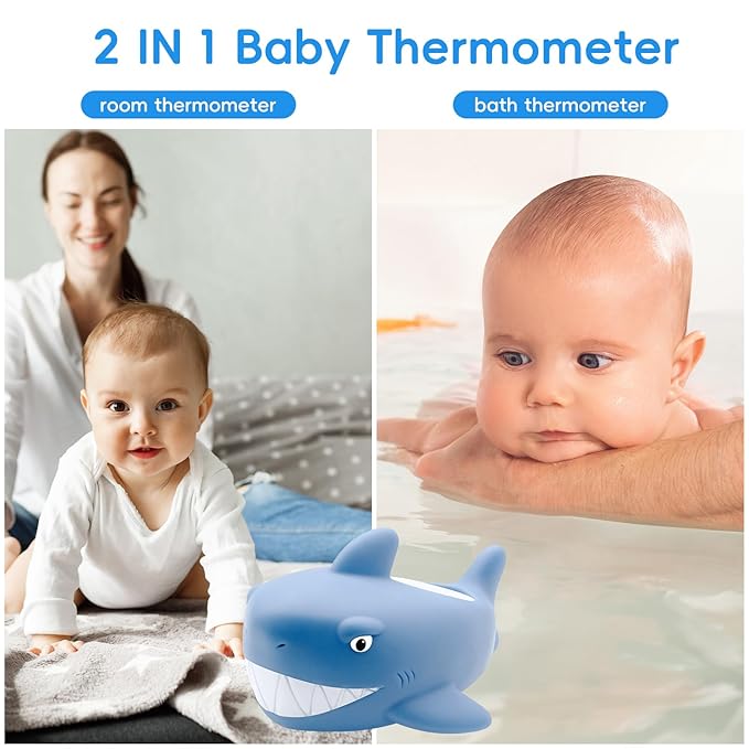 b&h Baby Bath Thermometer - Shark Thermometer for Water Temperature Monitoring, Digital Water & Room Temperature Reader, Safty Toddler Bathtub Floating Toy