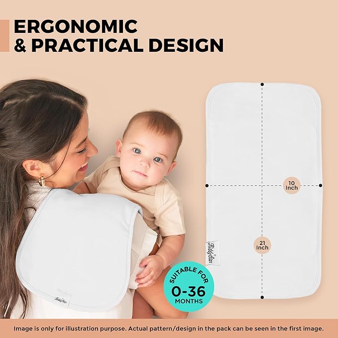 Premium 5-Pack Large Organic Cotton Burp Cloths โ 3 Layers, Ultra Soft & Absorbent Burping Towel for Newborn Babies