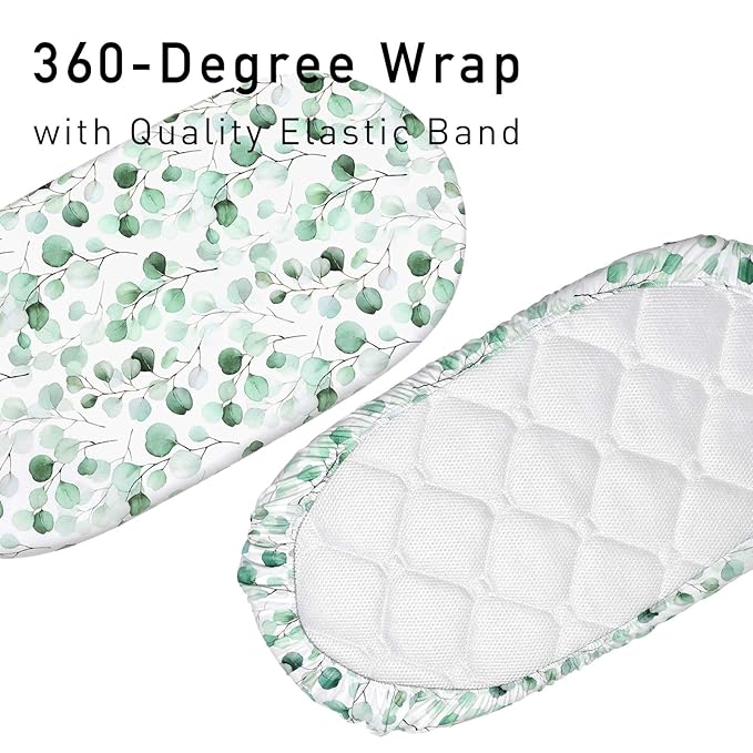 Gllquen Baby Bassinet Sheets 4 Pack, Breathable Cozy Fitted Mattress Sheet, Elastic Travel Crib Fashionable Floral Pattern, Standard Cradle Safe Sheets for Baby Boys Girls 32"x16"(Greenery)