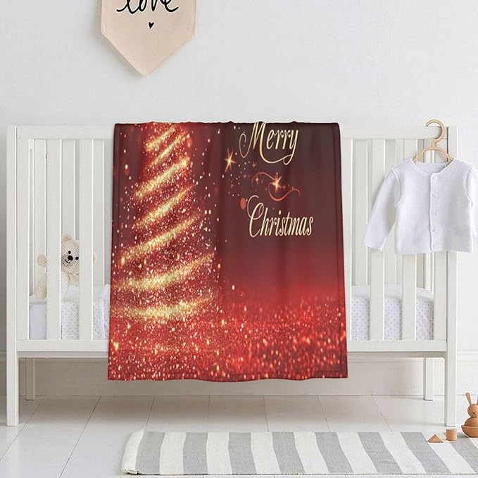 Baby Blanket Red Pine Tree Christmas Pattern for Boy Girl Newborn 30x40 Inch Toddler Infant Nursery Throw Blankets Double Layer Comfy Soft Plush Stroller Crib Quilt