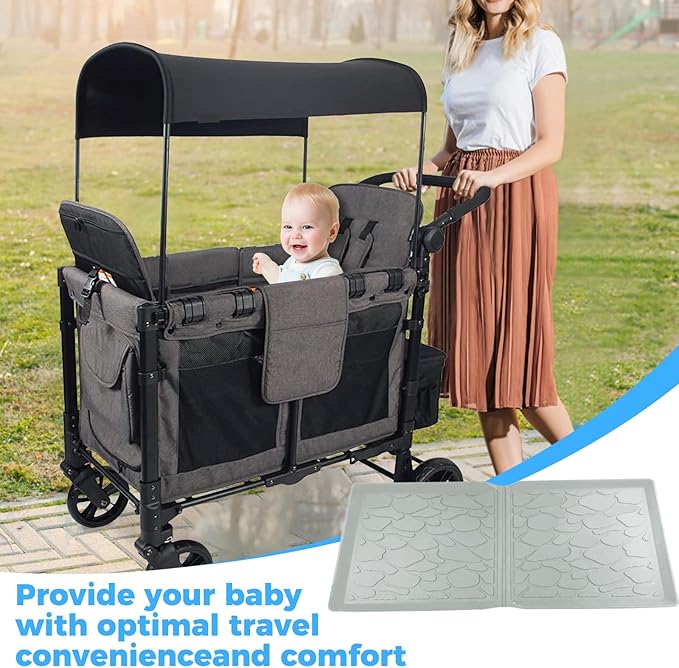All Weather Mat for W2 Series, 30x16 inch Stroller Wagon Accessory for Wonderfold (Grey, W2)