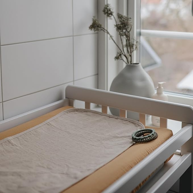 mushie Waterproof Changing Pad Liners | 100% Organic Cotton | Set of 3 (Blush Combo)