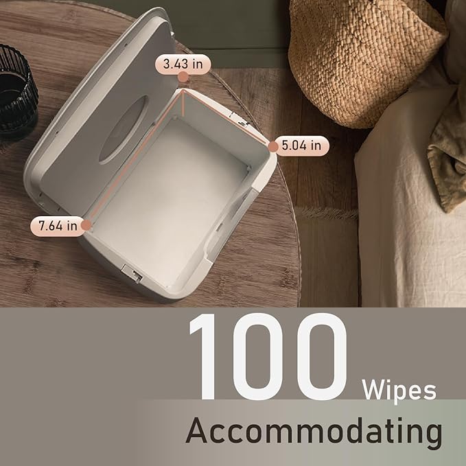 Baby Wet Wipe Warmer and Wet Wipe Dispenser, Advanced Features - 4 Bright Auto Off LED Ample Lights for Nighttime Changes, Dual Heat for Baby's Comfort, Improved Design and Only at Amazon