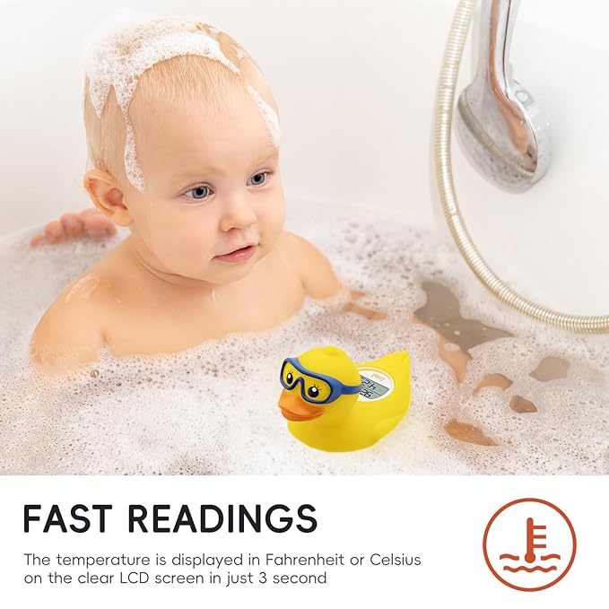 b&h Baby Bath Thermometer and Room Thermometer - Upgraded Sensor, The Infant Tub Water Temperature Thermometer Floating Toy Safety Products (Diving-Goggles Duck)