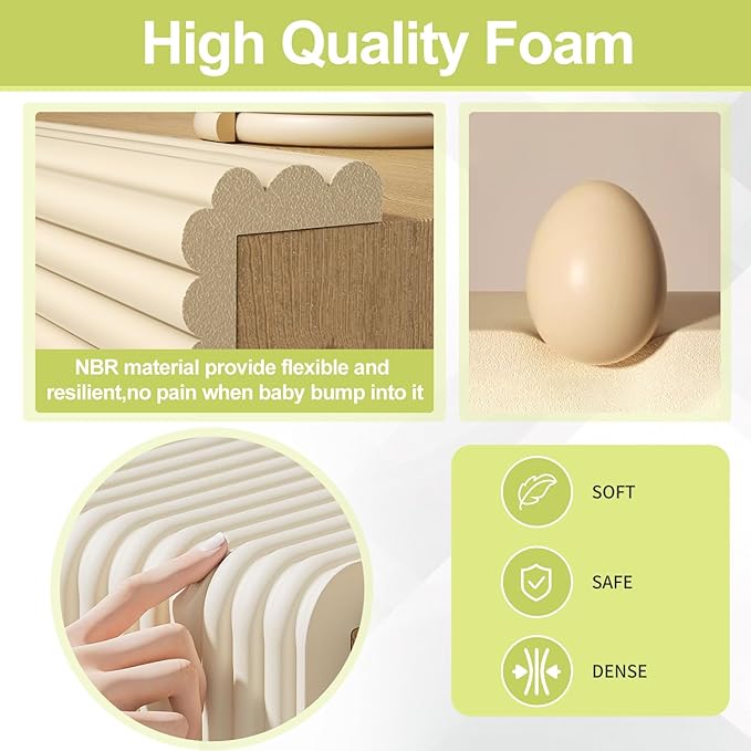 Baby Proofing Wall Corner Protector,Edge Guard Corner Protector,6.56ft Thinken Soft Corner Protectors Pre-Taped Soft Rubber Foam Edge Cushion for Furniture (White, 6.56Ft x 11.8" W x 0.47" Th)