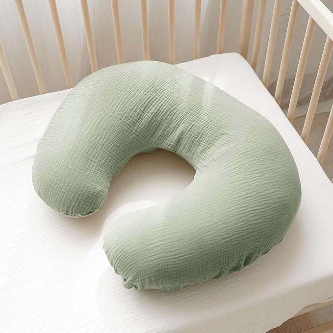 Konssy Muslin Nursing Pillow Covers, 100% Cotton Soft & Adorable Covers for Breastfeeding Pillows, Slipcovers for Newborn Baby Boys & Girls