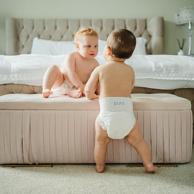 Pura Size 7 Eco-Friendly Diapers (33+lbs) Hypoallergenic, TCF, Soft Organic Cotton, Sustainable, up to 12 Hours Leak Protection, Allergy UK, Recyclable Paper Packaging, 6 Packs of 17 (102 Diapers)
