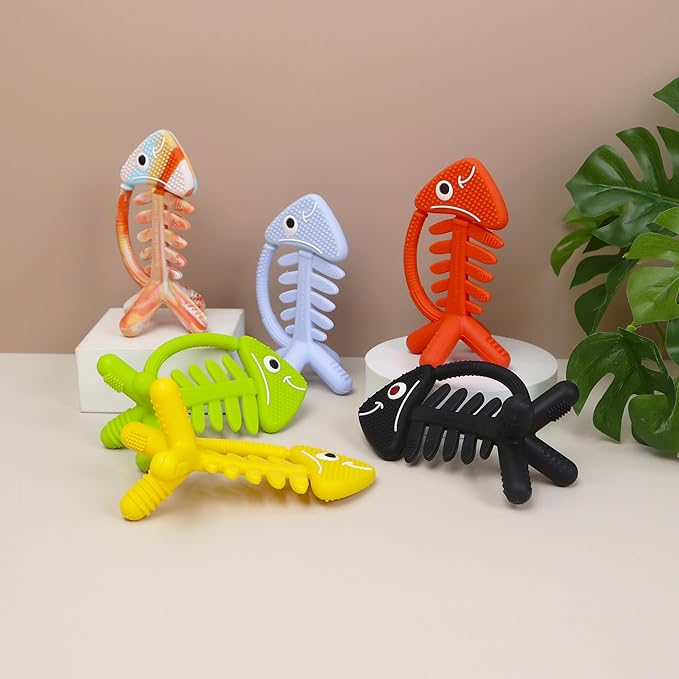 3in1 Infant Toys, Baby Teething Toys 0-3-6-12 Months, Teethers for Babies 3-6 6-12 Months for Teething Relief, Gifts, Silicone, Sensory, Baby Toys 0-6 Months,USA Patent Pending,Coral Fish