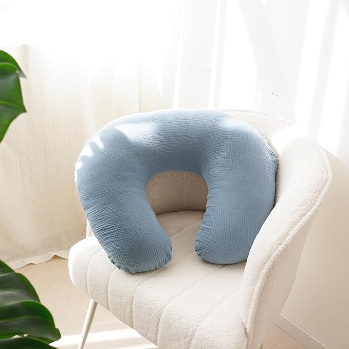 2-Pack Muslin Nursing Pillow Covers, Breathable 100% Cotton Breastfeeding Pillow Slipcovers for Standard Nursing Pillows, Soft Covers for Baby Girls and Boys with Zipper