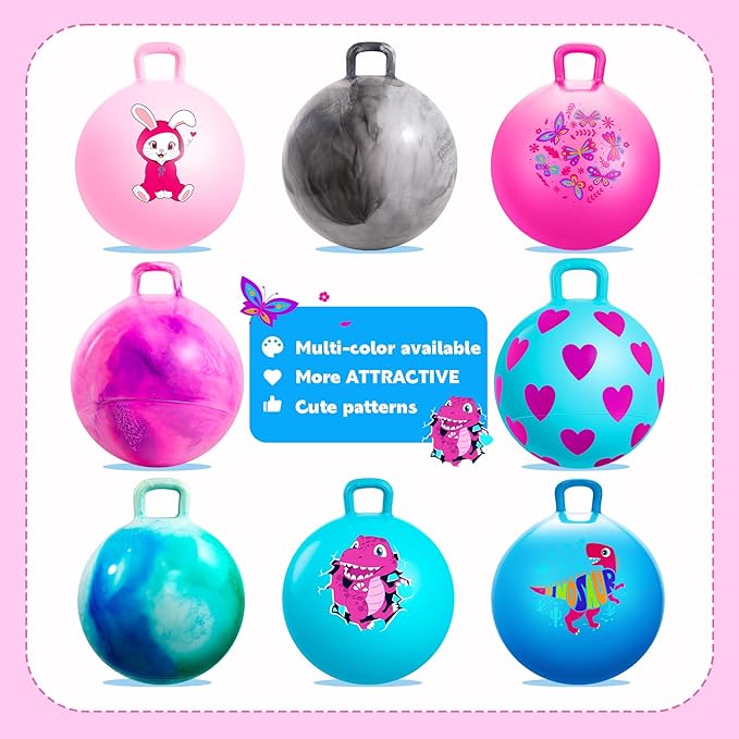 EVERICH TOY Hopper Ball for Adults & Teens 16+, 28 in Bouncy Ball with Handle, Sit On Hippity Hop Exercise with Air Pump, Active Play for Family Activities & Indoor/Outdoor Sports