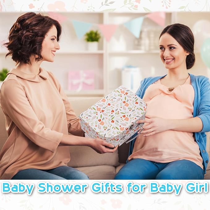 Baby Girl Gifts,Baby Shower Gifts for Girls,New Born Baby Girls Gift Sets,Welcome Baby Girl Gift Basket,Baby Milestone Blanket,Unique Baby Gift Essentials,Gender Reveal Gifts, Rattle Lovey Blanket