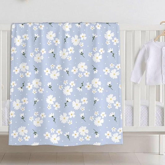 Baby Blanket Daisy Flower Purple Floral Spring for Boy Girl Newborn 30x40 Inch Toddler Infant Nursery Throw Blankets Double Layer Comfy Soft Plush Stroller Crib Quilt