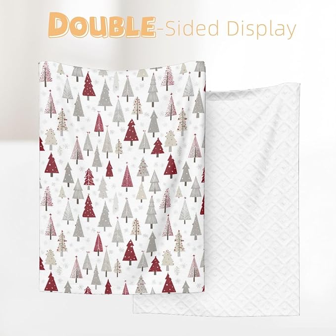 Baby Blanket Pine Tree Christmas Pattern Xmas for Boy Girl Newborn 30x40 Inch Toddler Infant Nursery Throw Blankets Double Layer Comfy Soft Plush Stroller Crib Quilt