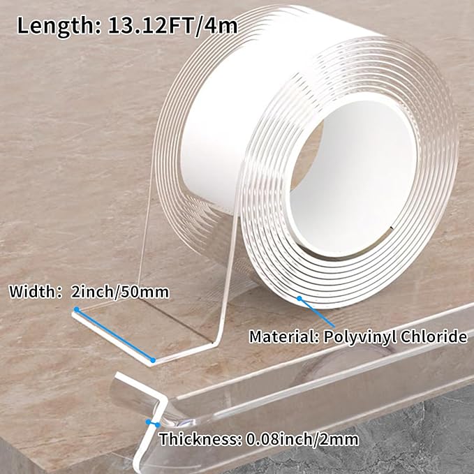 13.12 FT Edge Corner Protector Baby Proofing,Soft Clear Furniture Table Corner Guard & Edge Safety Cabinet Door Bumper,Crib Bumpers,Wall Protector(Width 2 in,Thickness 0.08 in)