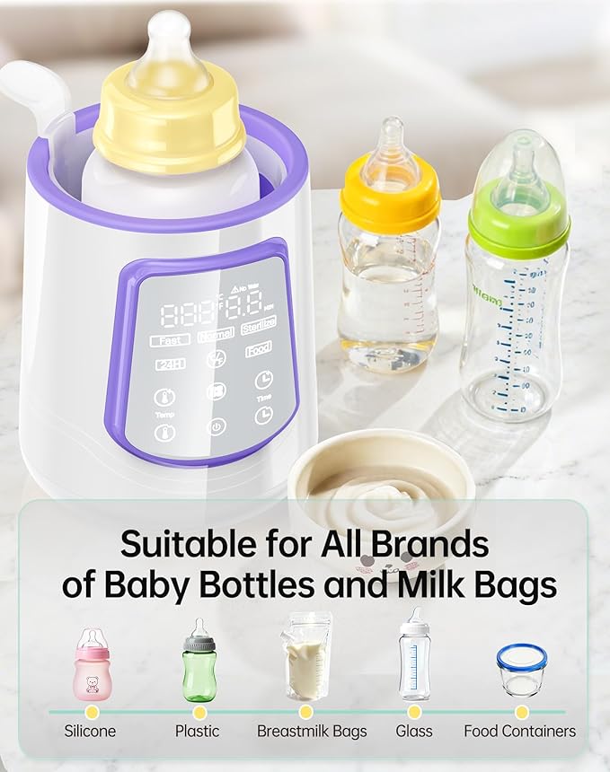Fast Baby Bottle Warmer for Breastmilk, Smart 12 in 1 Breast Milk Warmer for Baby Essentials with Timer Temperature Control, Sterili-zing, Water Bath Technology, Baby Warmer for All Bottles Food Jars