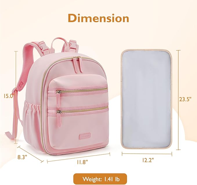 mommore Neoprene Diaper Bag Backpack Small Baby Bag Travel Mini Diaper Backpack for Newborn with Insulated Pockets, Stroller Straps