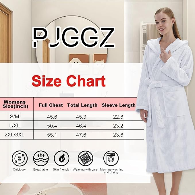 Hooded Bathrobes for Women, Soft Long Towel Robes for Women - Quick Dry yet Warm