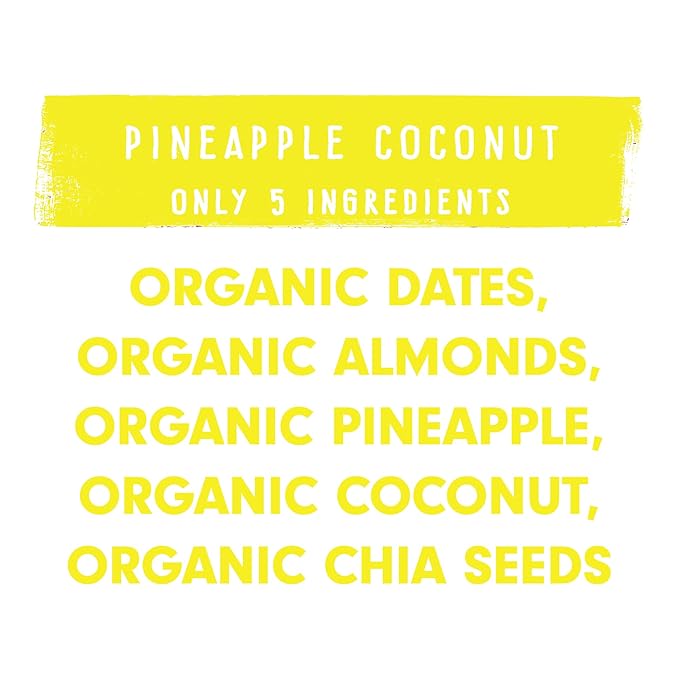 JONESBAR (Pineapple and Coconut, 12 Count (Pack of 1)), USDA Organic Fruit & Nut Bar, Non-GMO, Kosher, Vegan, Gluten Free, Simple Snack Bar