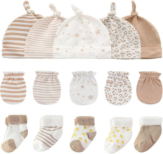 Baby Hats Mittens and Socks Set Cotton Newborn Hat Beanie Soft Infant Girls Boys Caps Gloves 0-6 month