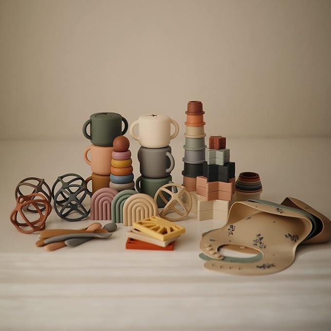 mushie Silicone Baby Teether Ball Toy (Tradewinds)