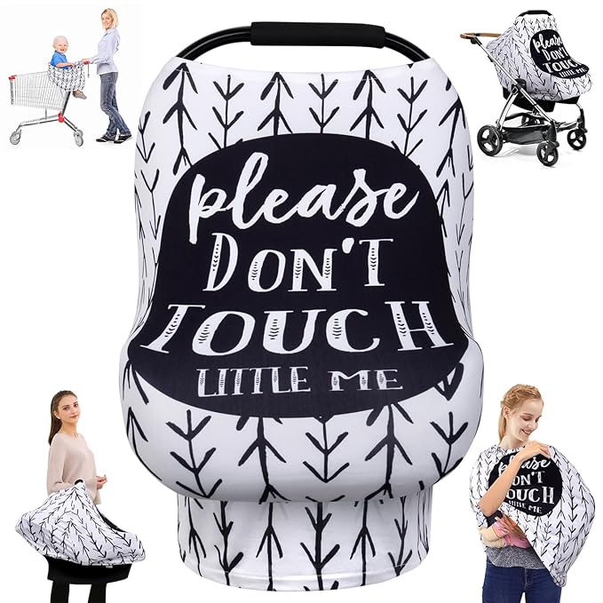 Metplus Breathable Car Seat Cover for Babies, Stretchy Nursing Cover for Breastfeeding, Multi Use Newborn Carrier/Stroller/Shopping Cart, Girl Boy Stroller Cover Gift