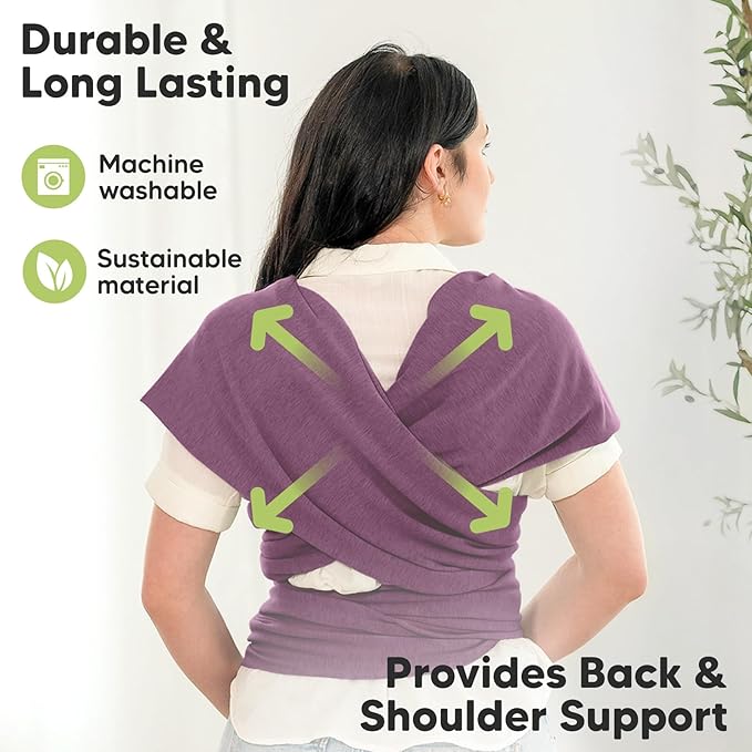 KeaBabies Baby Wrap Carrier - All in 1 Original Baby Carrier Newborn to Toddler Sling, Easy to Wear, Hands Free Bonding, Lightweight, Breathable Infant Wraps (Dark Mauve)