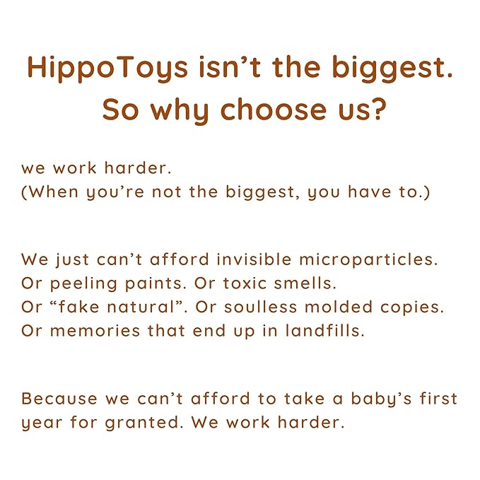 HippoToys 100% Natural Wooden Baby Rattle – Handmade Montessori Toy, Plastic-Free, No Toxins or Paint – Safe Gift for Newborns to 12 Months