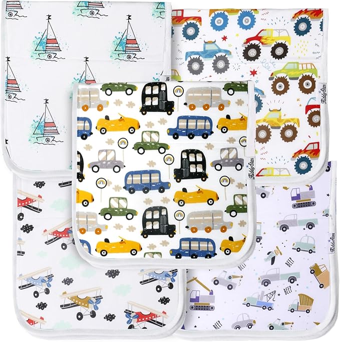 Premium 5-Pack Large Organic Cotton Burp Cloths โ 3 Layers, Ultra Soft & Absorbent Burping Towel, Shoulder Towel & Hand Towel