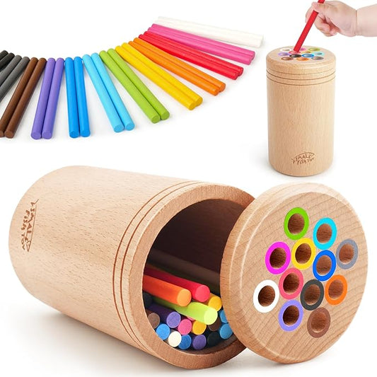 Montessori Toys for 1 2 3 Year Old:Solid Wood Fine Motor Skills Object Permanence Box for One Two Year Old Baby, Fidget Sensory Toys for Toddlers 1-3, Color Sorting Cause and Effect 12 month toys