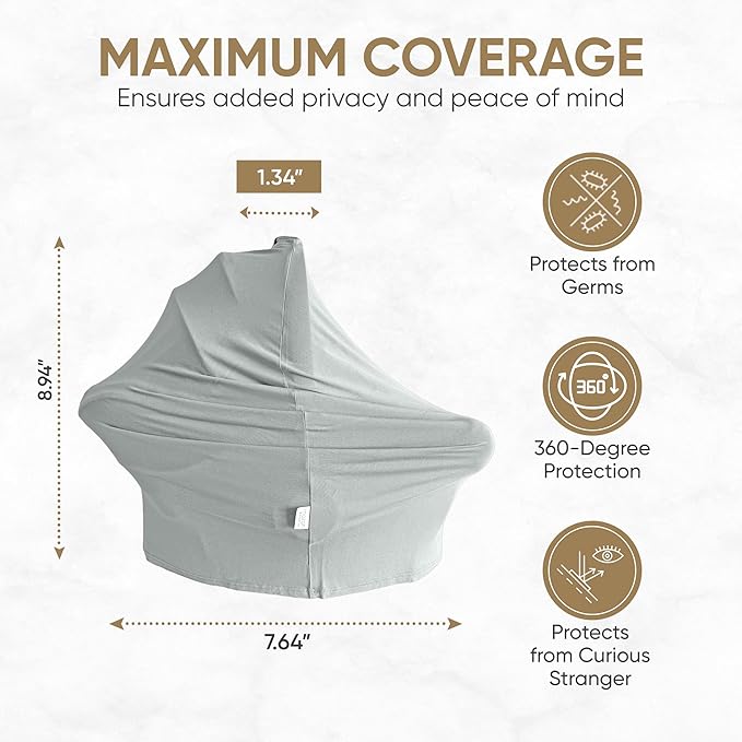 MOZAH Baby Multi-Use Cover: 9-in-1 Baby Carseat Cover, Nursing Cover, Stroller Cover & More. Breast Feeding Essentials and Baby Registry Favorite (Belgian Grey)