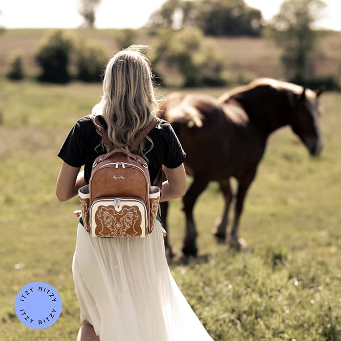 Itzy Ritzy Unisex Baby Mini Plus Diaper Bag, Saddle