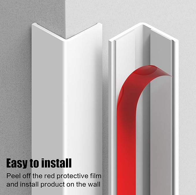 Frychee Wall Corner Protector, Walls Edge Protector,Self-Adhesive Wall Corner Guards,PVC Double Side Edge Protector, Furniture Stairs Guard (2, 2.5x90cm/0.98x35.4in)