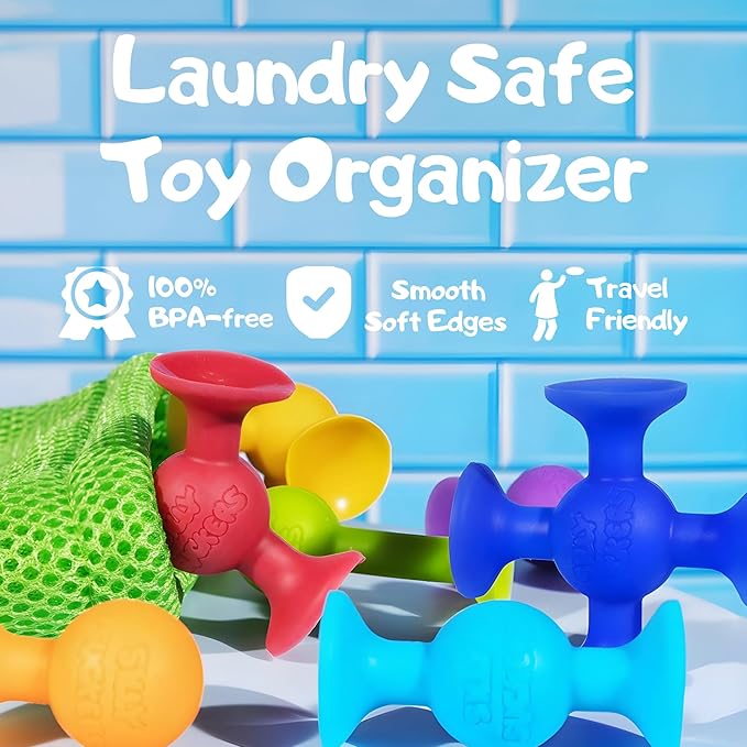 ACME CO 50 Pcs Baby Suction Bath Toys - Fun Squigz, Toddler Sensory & Interactive Building Toys, Montessori Stocking Stuffers