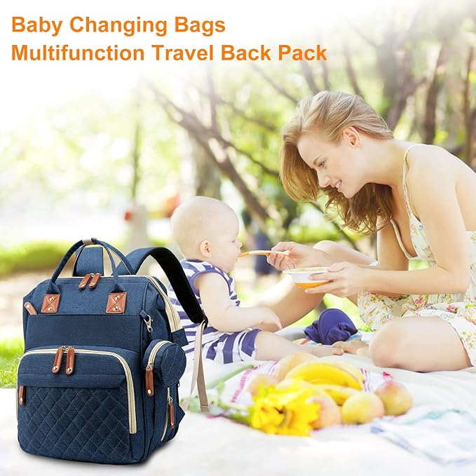 Diaper Bag with Changing Station, Waterproof Baby Bags for Boys & Girls, USB Charging Port for Parents, Must-Have Baby Essentials & Lovely Baby Shower Gifts, Blue