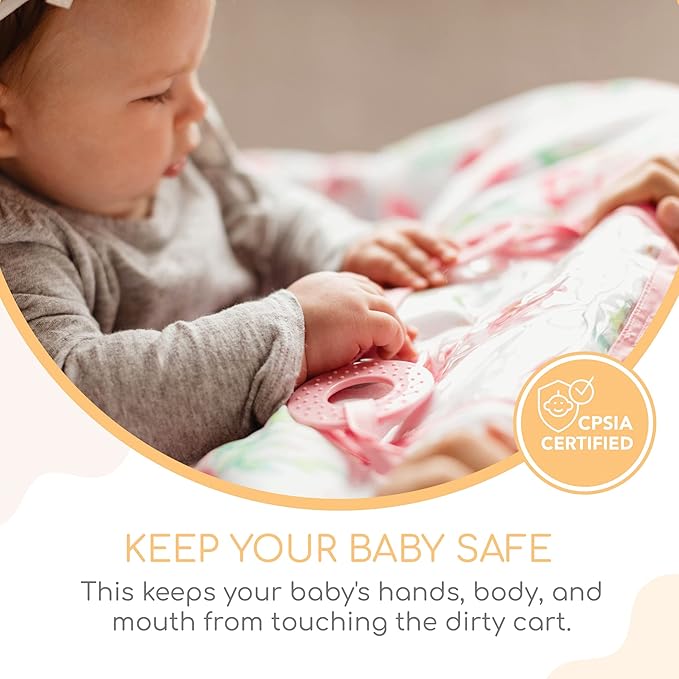 2-in-1 Cushy High Chair Cover and Shopping Cart Cover for Baby, Comfortable Cover for Grocery Cart, Universal Fit Cart Cover for Babies, Includes Storage Pouch - Full Bloom