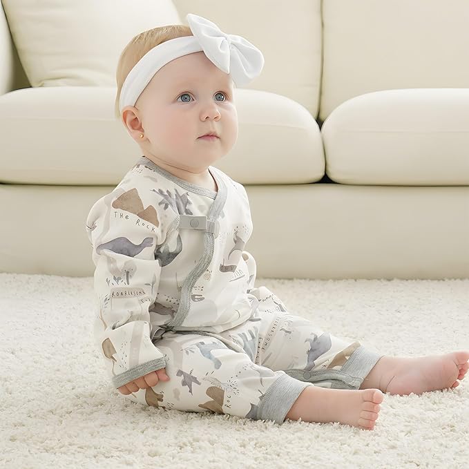 100% Organic Cotton Soft 0-6 Months 2-Piece Unisex Footless Newborn Baby Sleepers Pajamas Romper Boys Girls