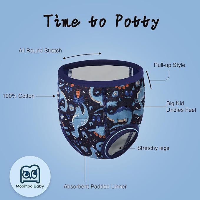 MooMoo Baby Absorbent Potty Training Pants 8 Packs Cotton Training Underwear for Boys 6T