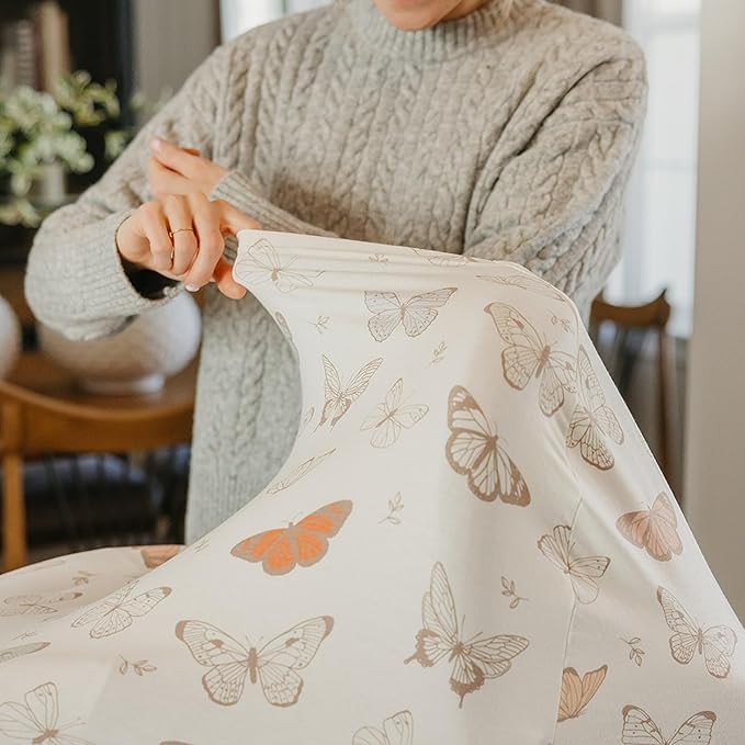 Baby Car Seat Cover Canopy and Nursing Cover Multi-Use Stretchy 5 in 1 Gift "Luna" by Copper Pearl