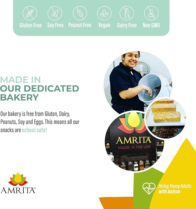 Amrita Nut Free Vegan Protein Bars 6 Flavor Variety | 15g Plant-Based Protein Bar | Peanut-Free, Gluten Free, and Dairy-Free | No Added Sugar, High Fiber, Healthy Snacks for Kids/Adults