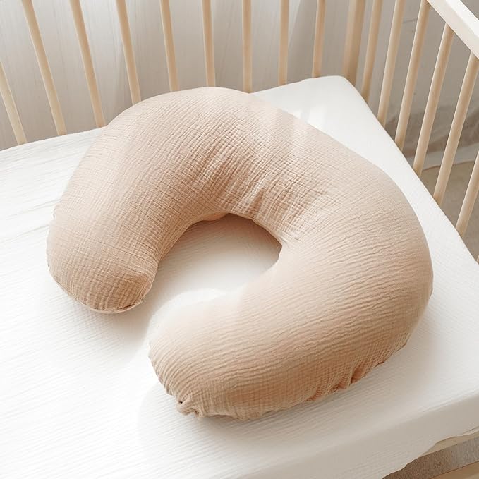 Konssy Muslin Nursing Pillow Covers, 100% Cotton Soft & Adorable Covers for Breastfeeding Pillows, Slipcovers for Newborn Baby Boys & Girls