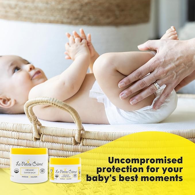 La Petite Creme French Organic Diaper Balm (1 oz) - Healing & Nourishing Diaper Cream - Gentle & Safe Liniment Baby Lotion - USDA Certified Organic - Baby Essentials for Newborn