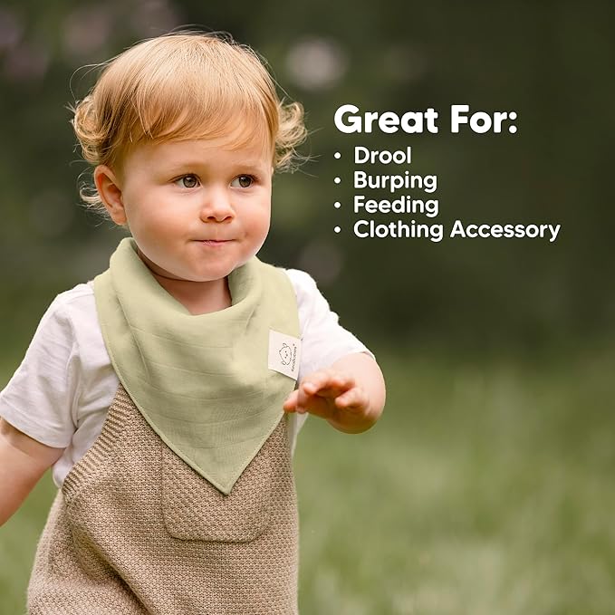 8-Pack Muslin Baby Bibs for Boys, Girls - Muslin Bandana Drool Bibs for Baby Girl & Boy, Drooling Newborn, Teething Toddler, Infant 0-36 Months, 100% Cotton Extra Absorbent & Soft (Sahara)