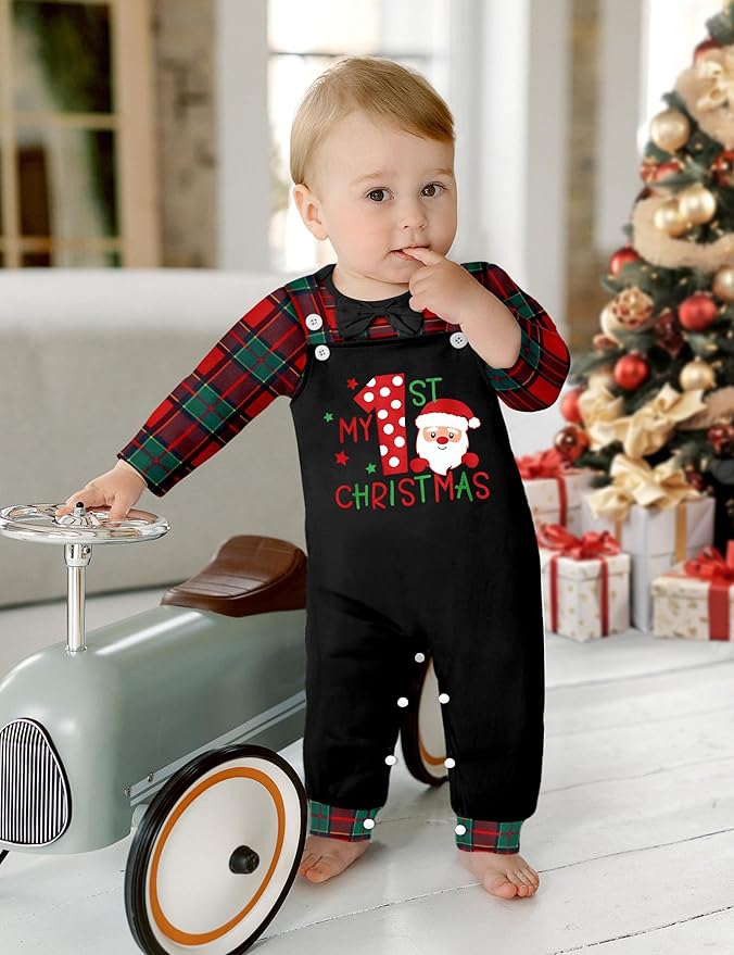 Baby Boy Clothes Long Sleeve Animal Plaid Romper + Overalls Infant Boy Clothes 2PCS Fall Winter Outfits