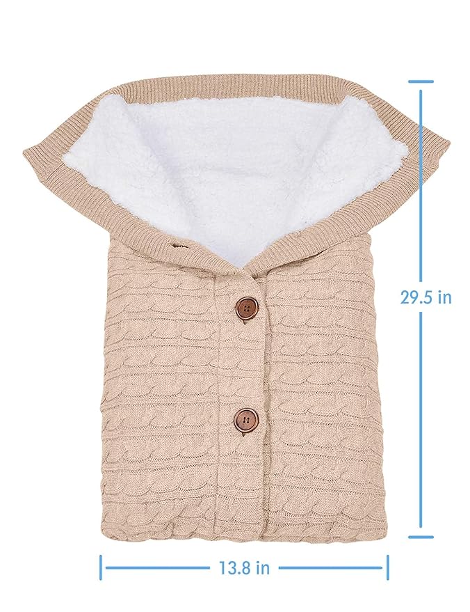 XMWEALTHY Unisex Infant Swaddle Blankets Soft Thick Fleece Knit Baby Girls Boys Stroller Wraps (Khaki)